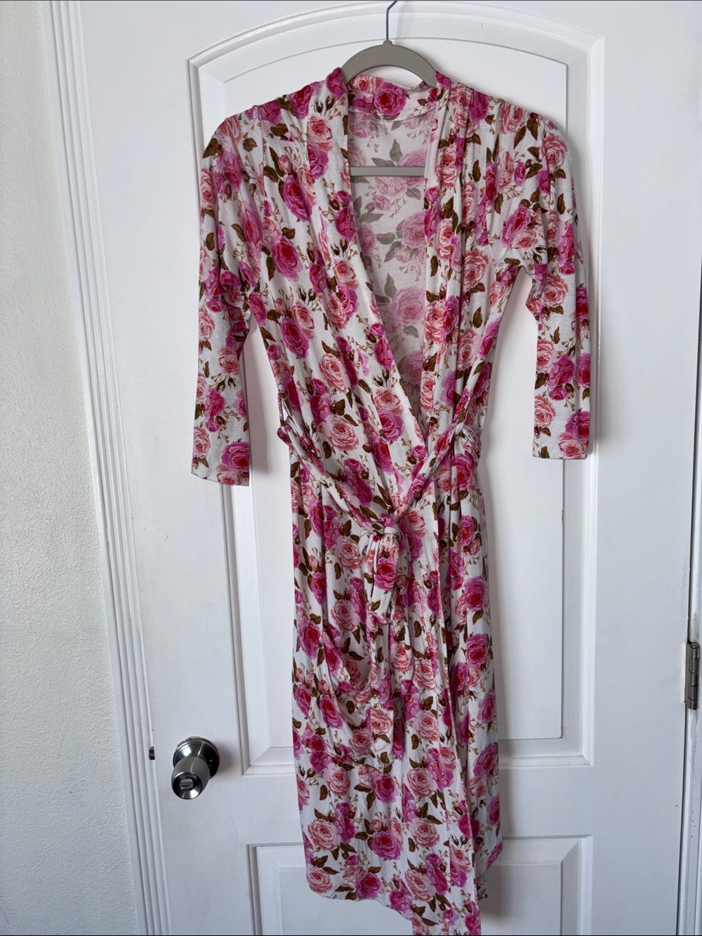 Posh Peanut rose print bamboo robe M